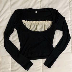 Ruffle Bow Long-sleeve Blouse